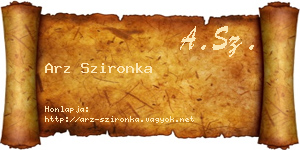 Arz Szironka névjegykártya